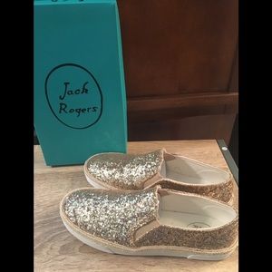 NIB Jack Rogers gold glitter slide on sneakers 6.5
